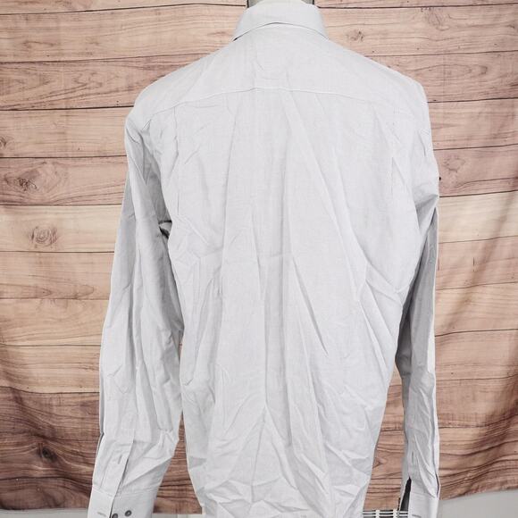 David Donahue Shirt Mens 16.5 36/37 Gray Micro Print Dress Button Down Cotton - Picture 5 of 9